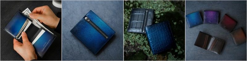 薄型二つ折り財布（3種類から選べる）の外装小銭入れと内装