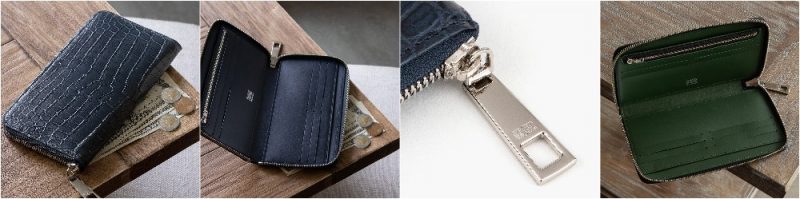 ナイルクロコダイルラウンドジップ長財布の外装と内装