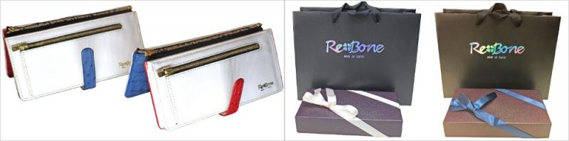 ReBone（リボーン）・シェア出来る財布オーストリッチ＆カロングの内装とプレゼントラッピング